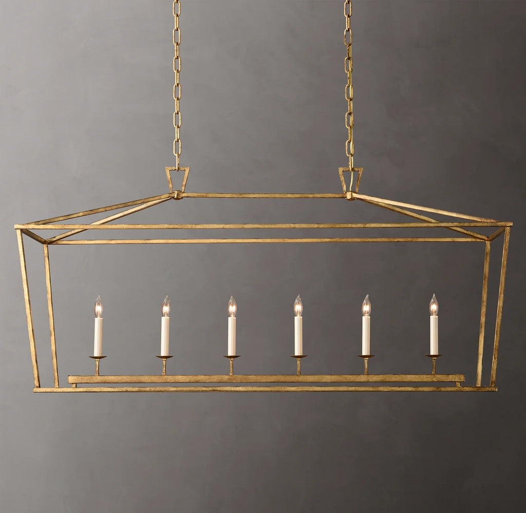 54 Inch Candelabra Rectangular Lantern Chandelier – Openwork