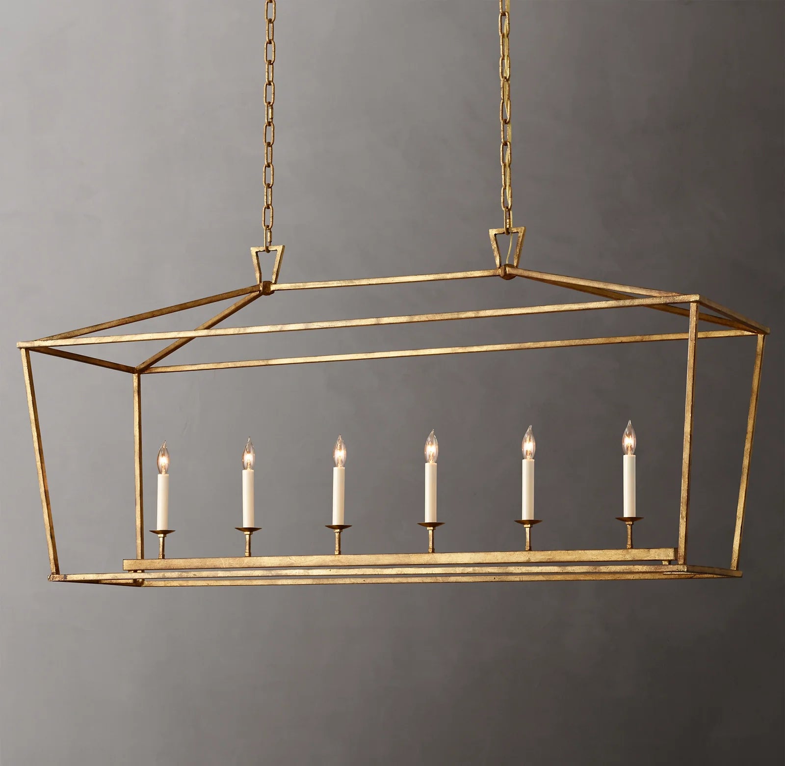 54 Inch Candelabra Rectangular Lantern Chandelier – Openwork