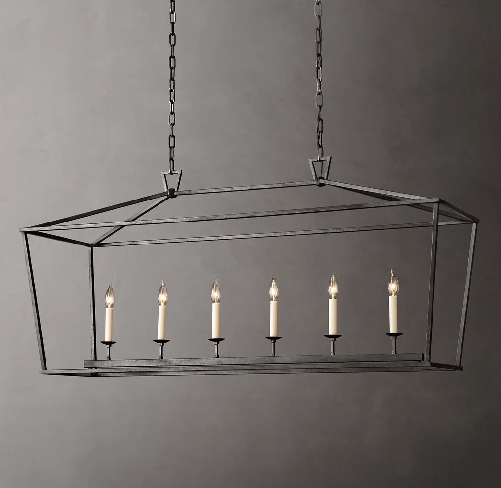 54 Inch Candelabra Rectangular Lantern Chandelier – Openwork