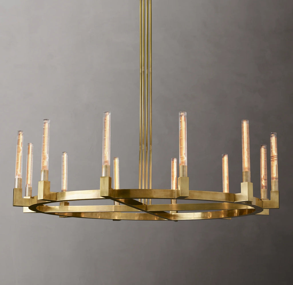 60 Inch Fluted-Glass Candlestick Round Chandelier - Cannele