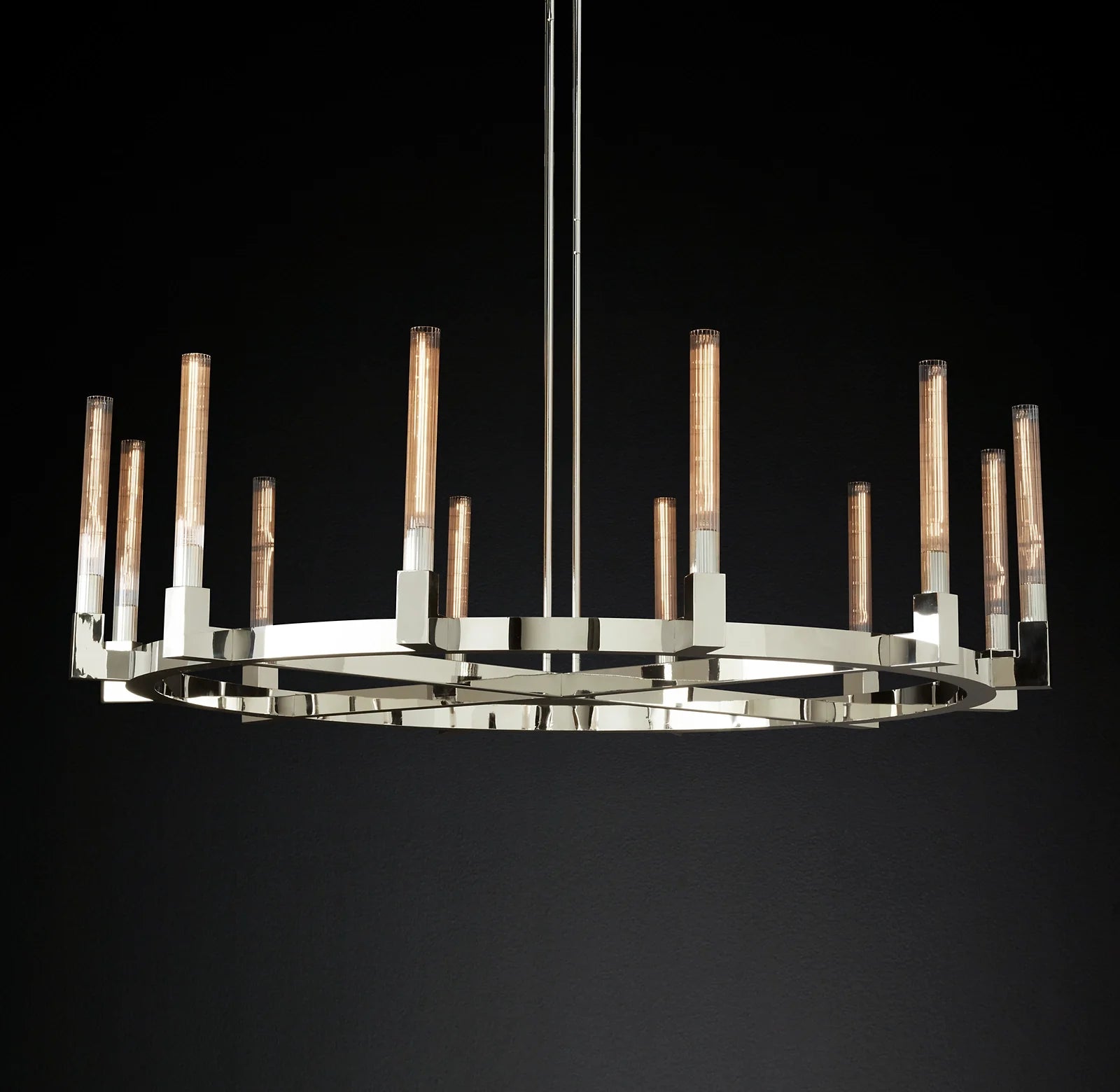 60 Inch Fluted-Glass Candlestick Round Chandelier - Cannele