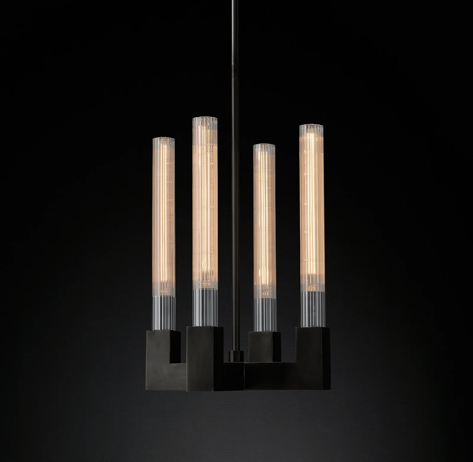 Fluted-Glass Candlestick Pendant Light - Cannele